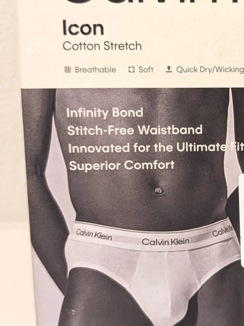 Calvin Klein Mens 3 Pack Icon Cotton Stretch Hip Briefs Black Grey White L New